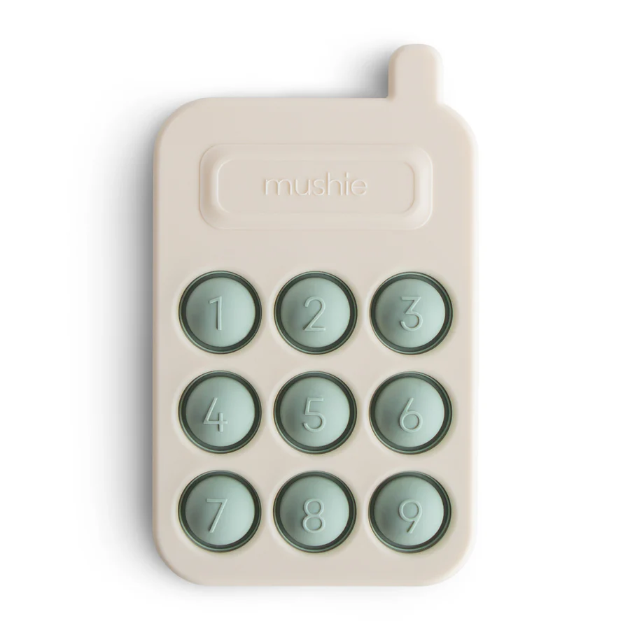 Mushie – silikoninis spaudymo žaislas - žalsvas telefonas