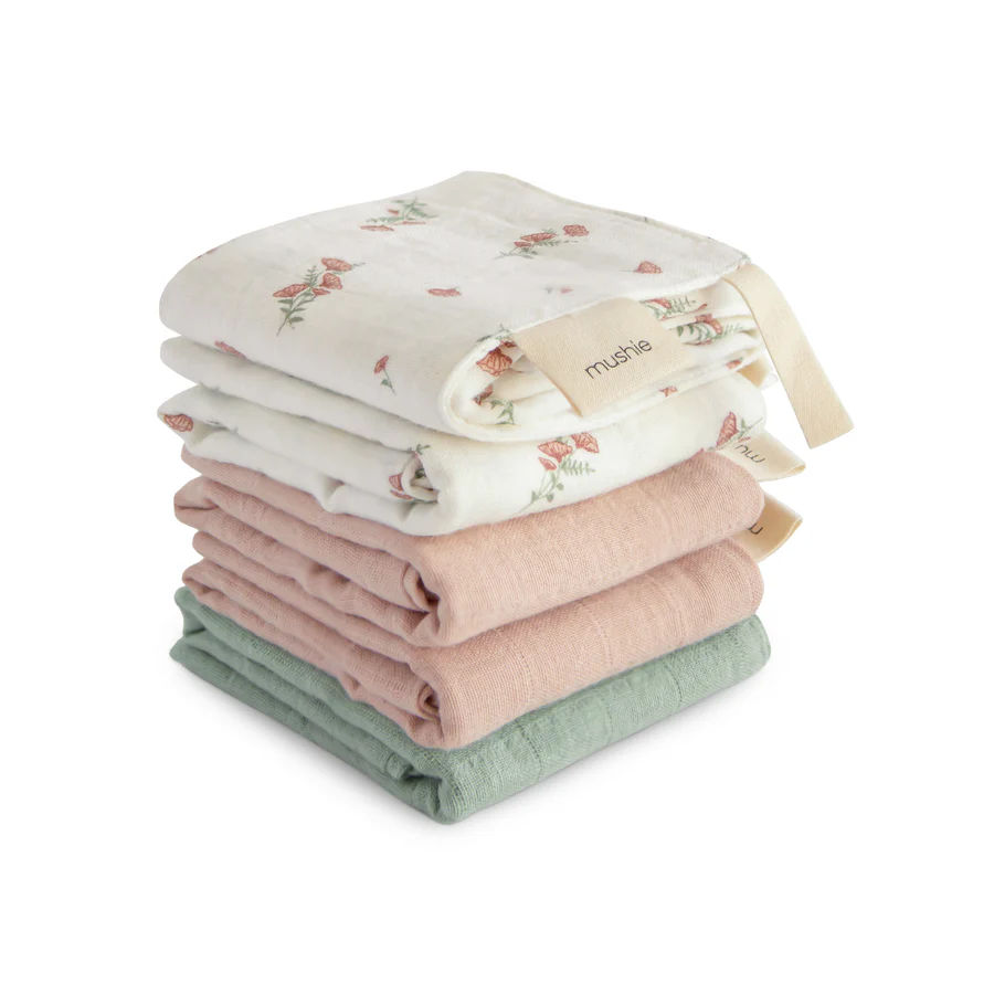 Mushie – muslino merliukai - Pink Flowers Combo