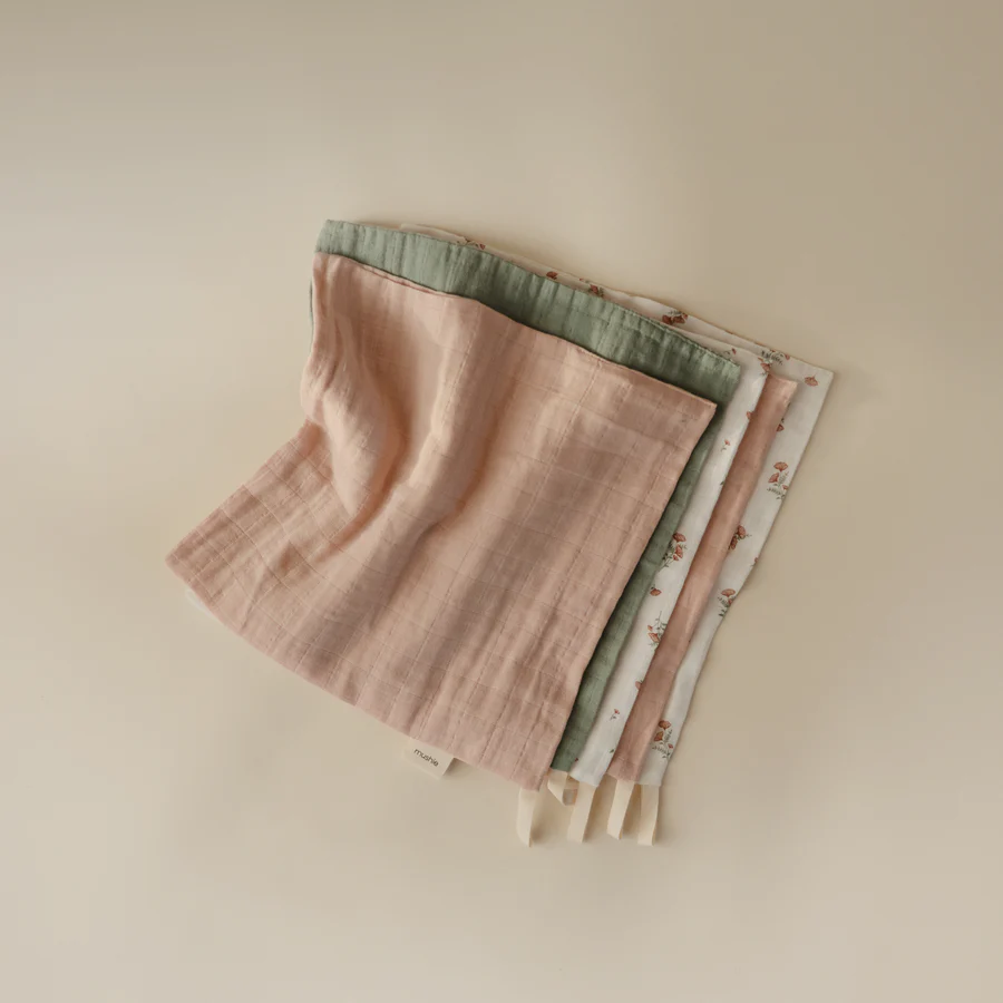 Mushie – muslino merliukai - Pink Flowers Combo - Image 2