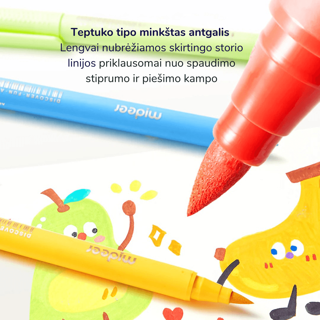 Mideer - Akriliniai markeriai su teptukiniu antgaliu spalvinimo dėkle – 36 spalvos - Image 4