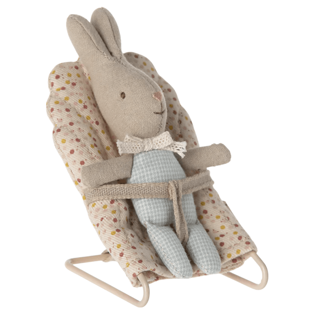 Maileg mini triušis - Light blue check - Image 2